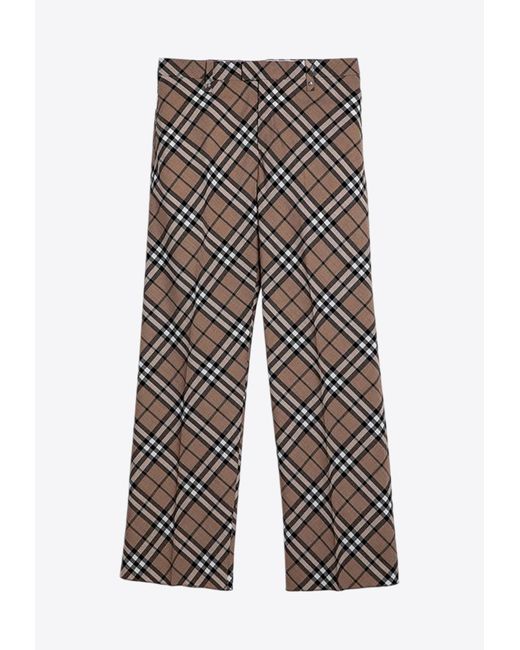 Burberry White Signature Check Tailored Wool Pants for men