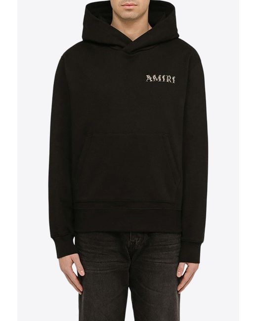 Amiri Black Logo-Embroidered Hooded Sweatshirt for men