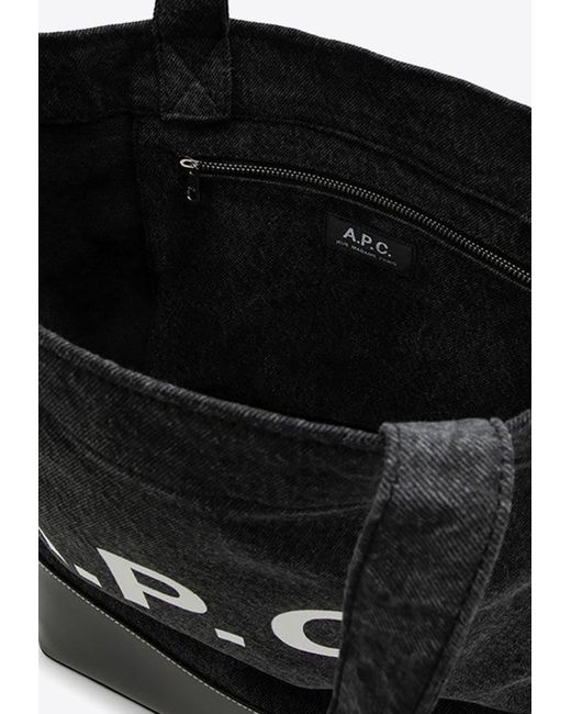 A.P.C. Black Axel Logo Print Tote Bag for men