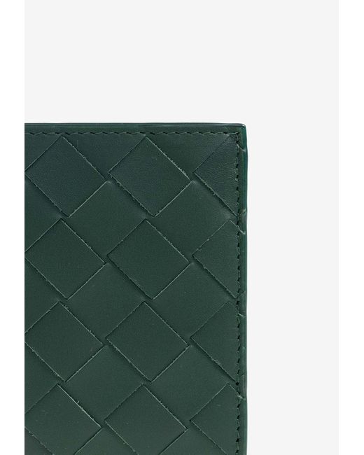 Bottega Veneta Green Intrecciato Leather Bi-Fold Wallet for men