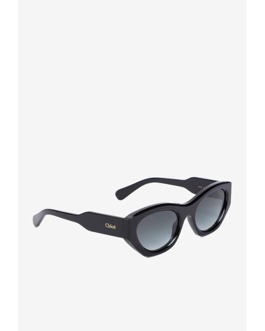 Chloé White Oval Acetate Sunglasses