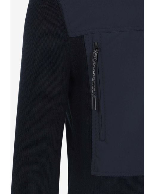 Moncler Blue High-Neck Zip-Up Jacket for men