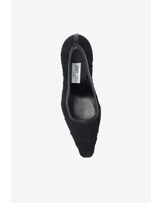Jimmy Choo Black Lotta 100 Ruched Tulle Pumps