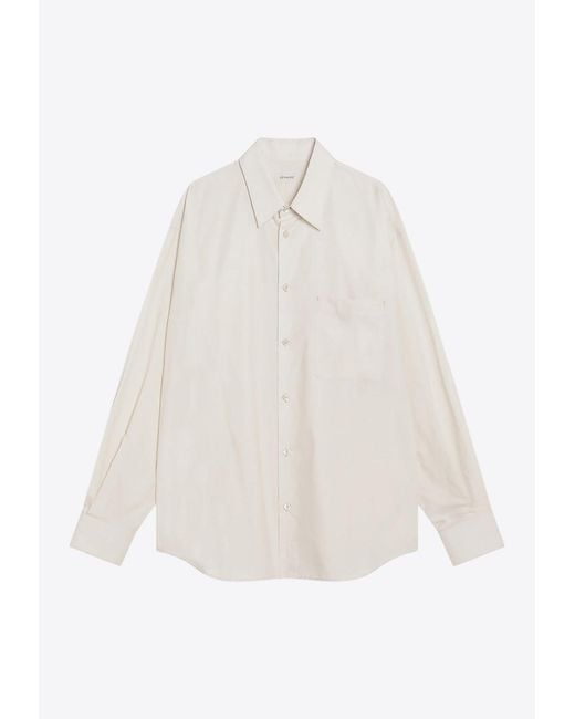 Lemaire White Washed Cotton Long-Sleeved Shirt for men