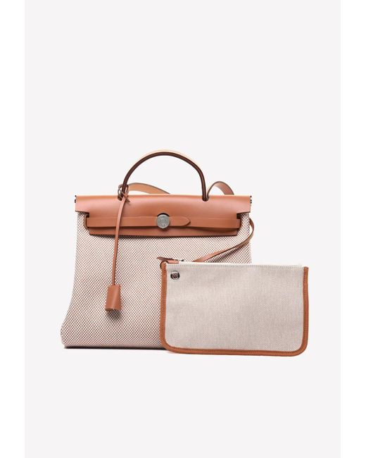 Hermès Pink Herbag Zip Retourne 31 Pm In Ecru Beige Criss Viking And Naturel Vache Hunter