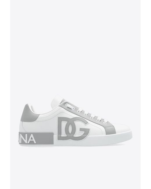 Dolce & Gabbana White Portofino Leather Sneakers for men