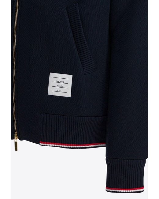 Thom Browne Blue Name Tag Patch Zip-Up Jacket for men
