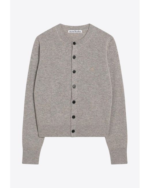Acne Gray Face Patch Wool Cardigan