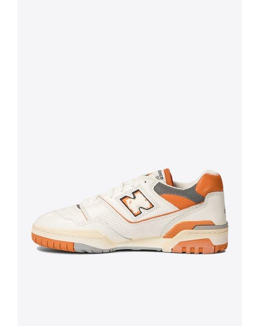 New Balance White 550 Lace-Up Sneakers for men