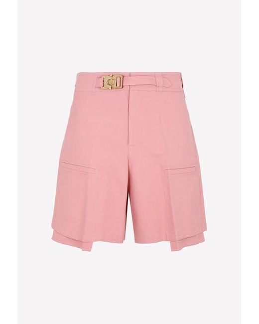 Dior Pink Cargo Bermuda Shorts With Cd Belt for men
