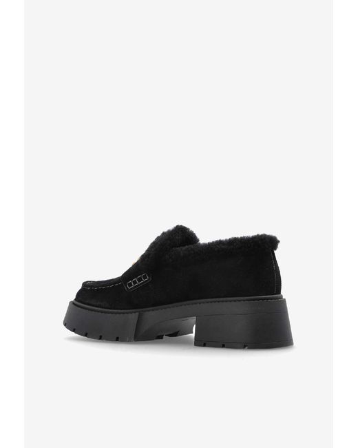 COACH Black Leah Suede Platform Loafers