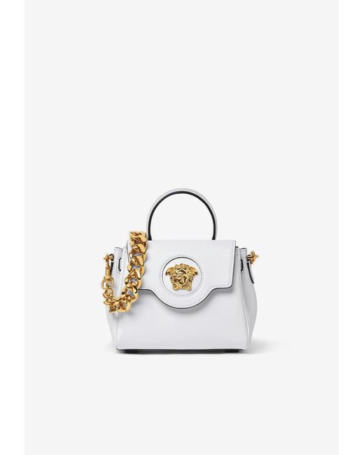 Versace White Small La Medusa Top Handle Bag