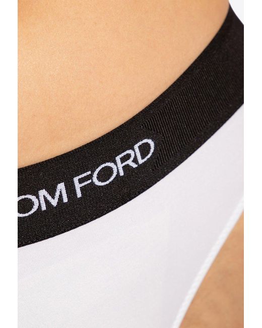 Tom Ford Black Logo Waistband Thong