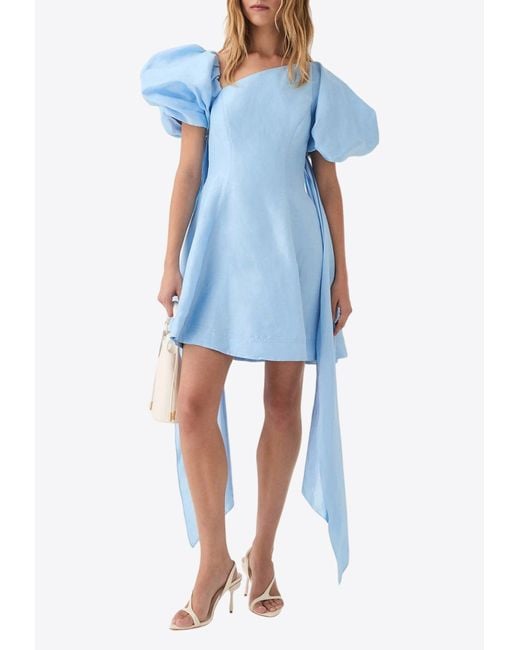 Aje. Blue Arista One-Shoulder Mini Dress