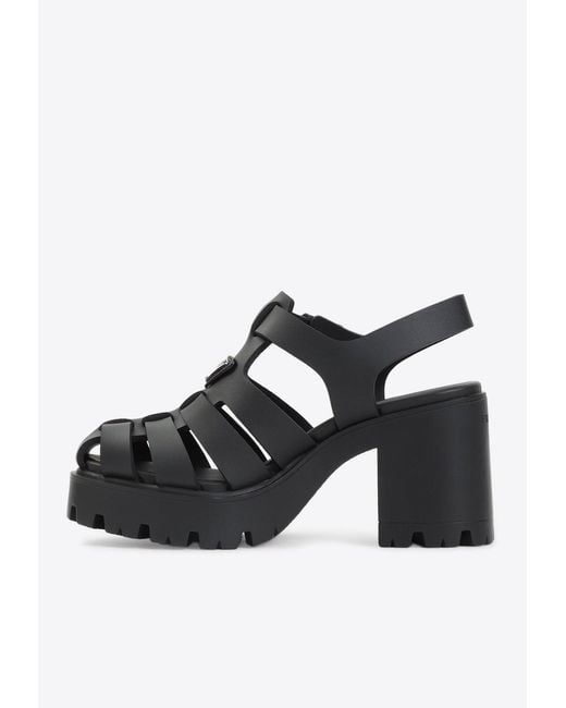 Prada Black Monolith 90 Platform Sandals