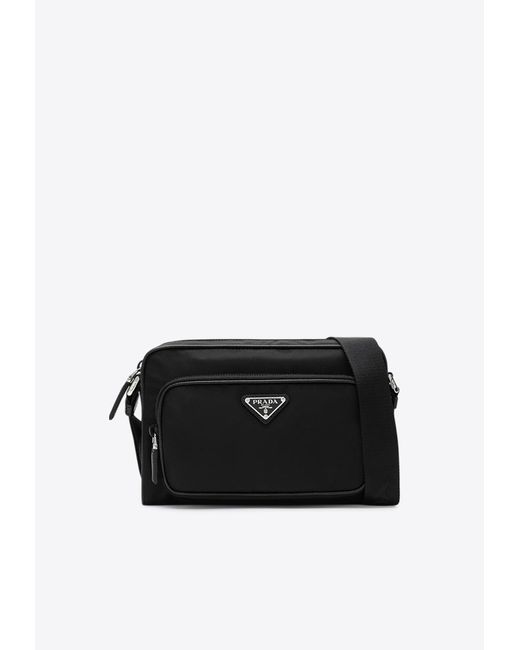 Prada Small Triangle Logo Messenger Bag in Black for Men | Lyst Prada Small Triangle Logo Messenger Bag in Black for Men | Lyst