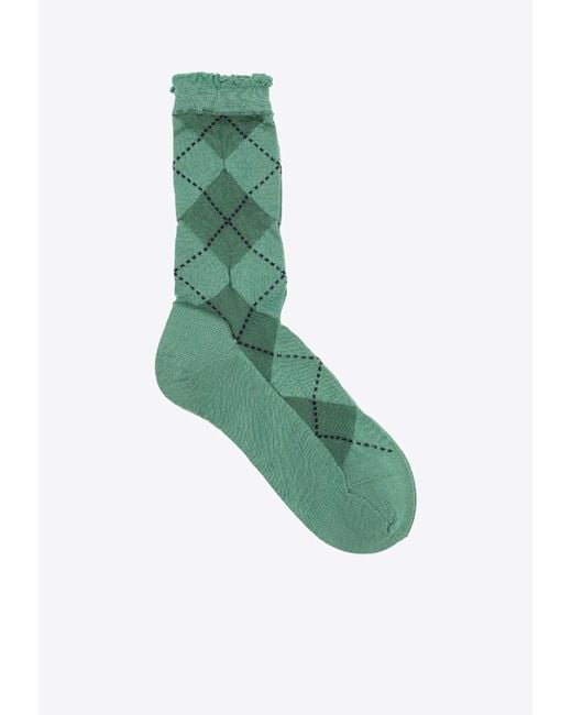 Antipast Green Argyle Wool Knitted Socks