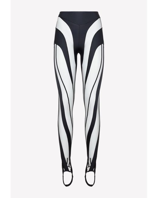 Mugler Synthetic Spiral Print Paneled Leggings in Black | Lyst