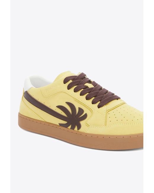 Palm Angels Yellow New Palm 1 Low-Top Suede Sneakers for men