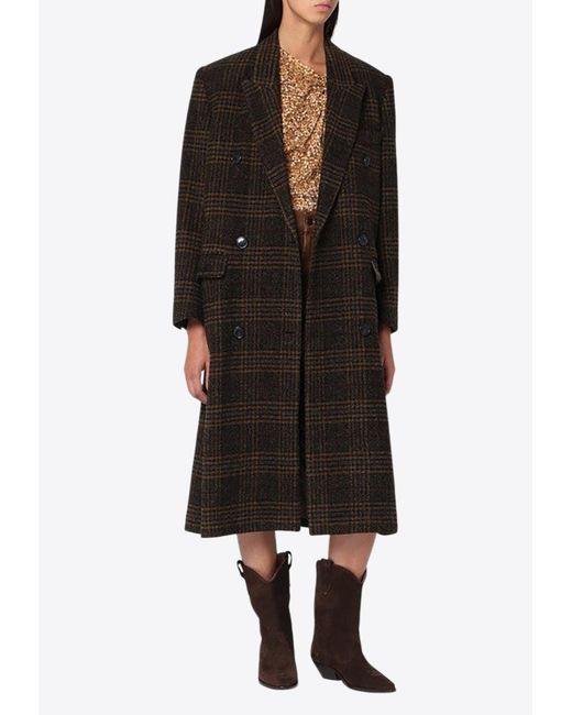 Isabel Marant Black Checked Lexana Double-Breasted Coat