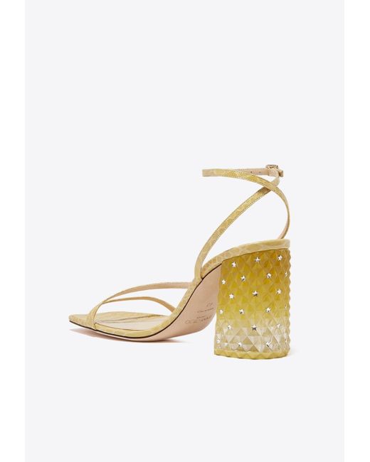 Jimmy Choo Metallic Art 85 Croc-Embossed Leather Sandals