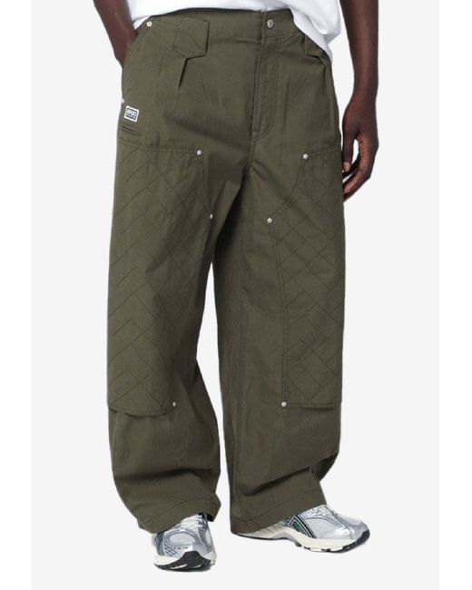 KENZO Green Weave Double Knee Pants for men