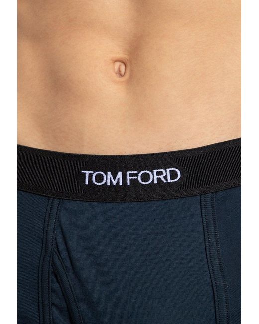 Tom Ford Blue Logo Jacquard Stretch Boxer Briefs for men