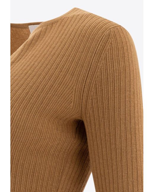 Max Mara Brown Urlo Cashmere And Silk Sweater
