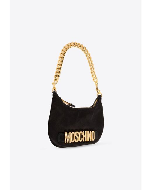 Moschino White Logo Lettering Chain Shoulder Bag