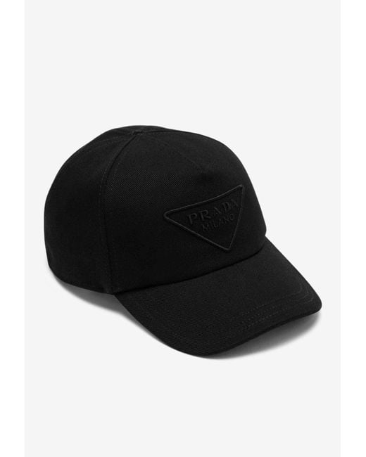 Prada Black Hat With Logo for men