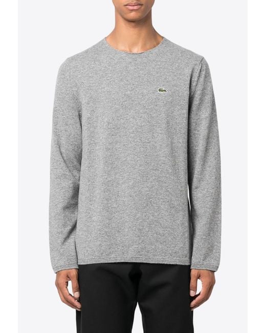 Comme des Garçons Gray X Lacoste Intarsia Knit Logo Wool Sweater for men