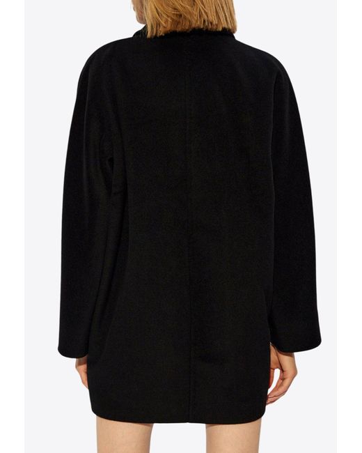 Max Mara Black Rebus Wool-Blend Short Coat
