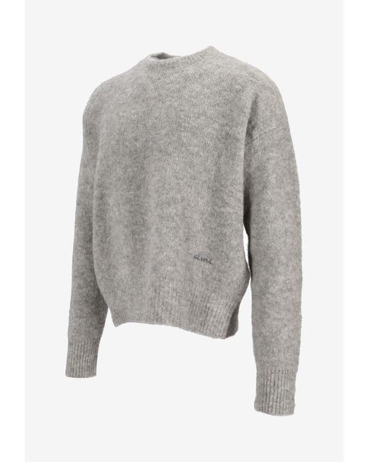 AMI Gray Alpaca Wool Sweater for men