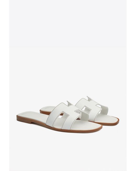 Hermès Oran H Cut-out Sandals In Calf Leather in White | Lyst UK