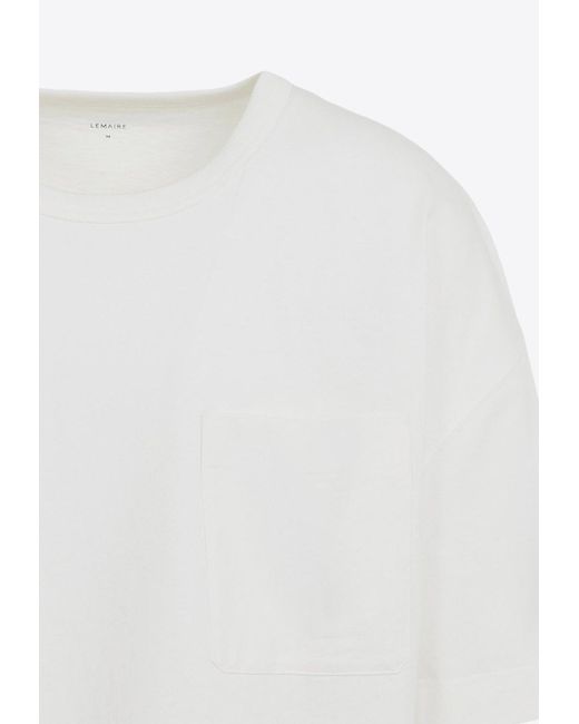 Lemaire White Crewneck Linen-Blend T-Shirt for men
