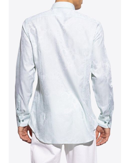Etro White Paisley Jacquard Long-Sleeved Shirt for men