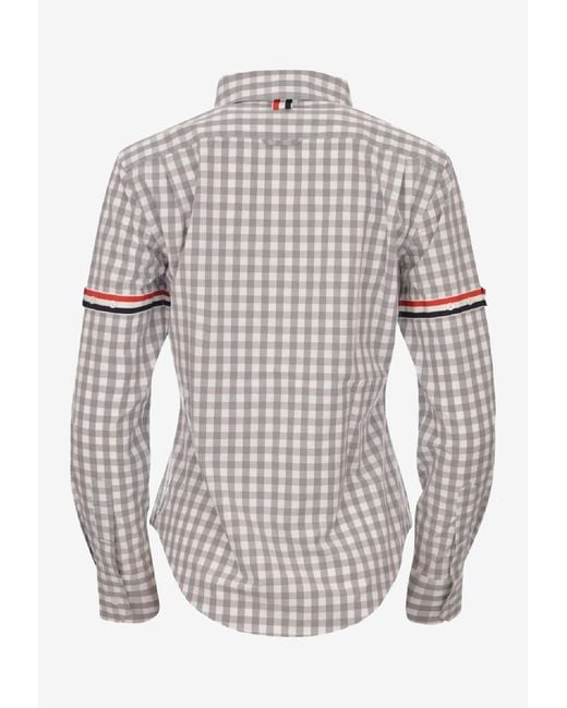 Thom Browne White Long Sleeve Gingham Check Shirt