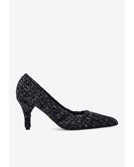Prada White 85 Knitted Pumps