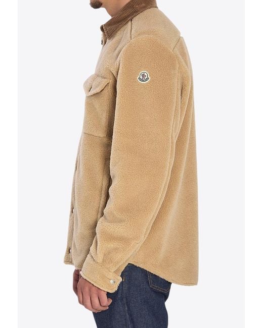 Moncler Natural Teddy Button-Up Overshirt for men
