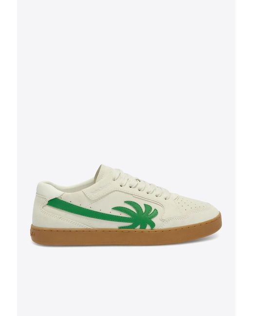 Palm Angels Green New Palm 1 Low-Top Suede Sneakers for men