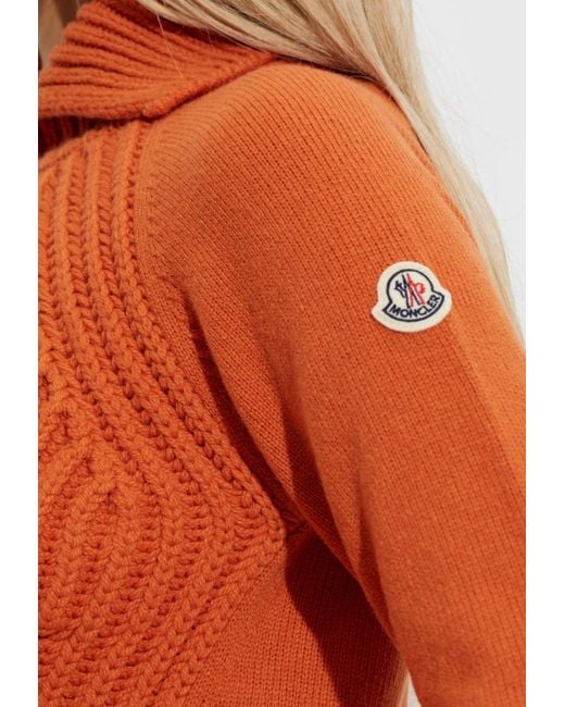 Moncler Orange Collared Knit Sweater
