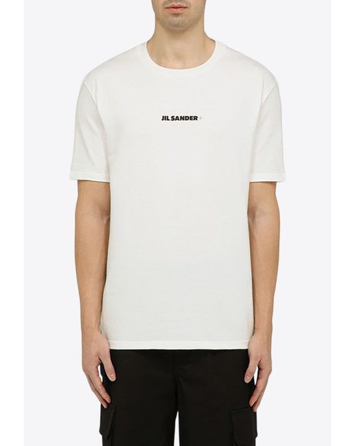 Jil Sander White Logo-Printed Crewneck T-Shirt for men