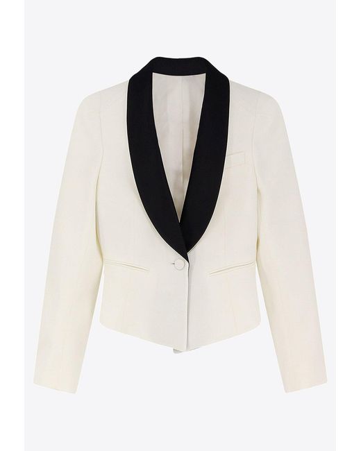 McQueen White Single-Breasted Buttoned Blazer