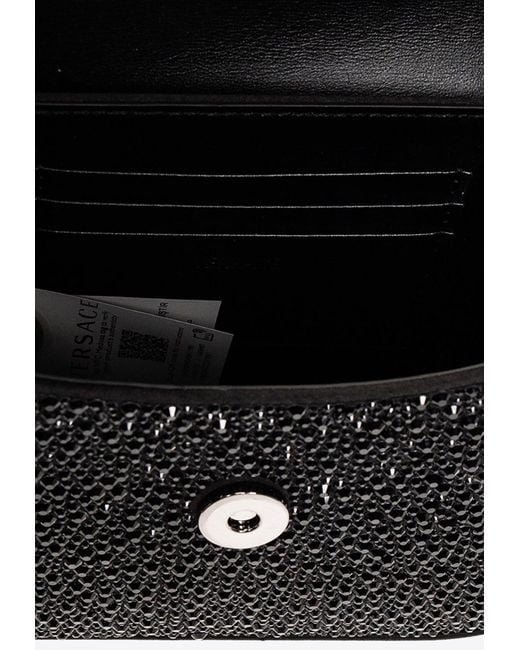 Versace Black Mini La Medusa Crystal-Embellished Shoulder Bag