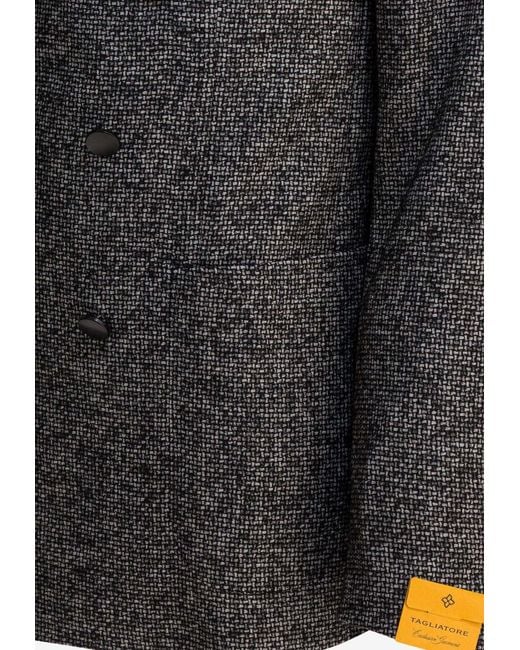 Tagliatore Black Wool Double-Breasted Blazer for men