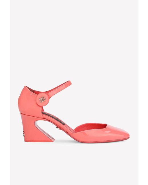 Dolce & Gabbana Mary Janes 60 Patent Leather Pumps With Geometric Heels