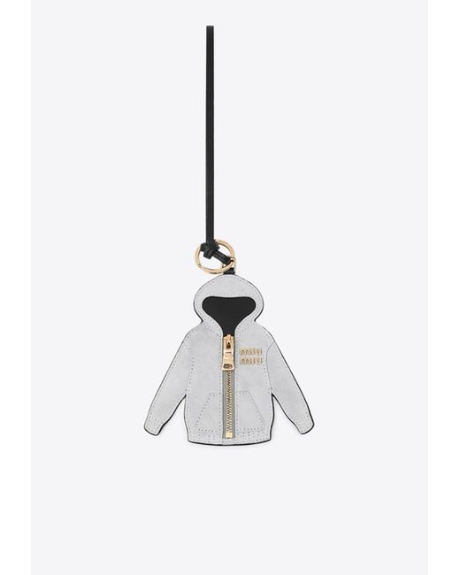Miu Miu White Trick Leather Hooded Sweater Keyring