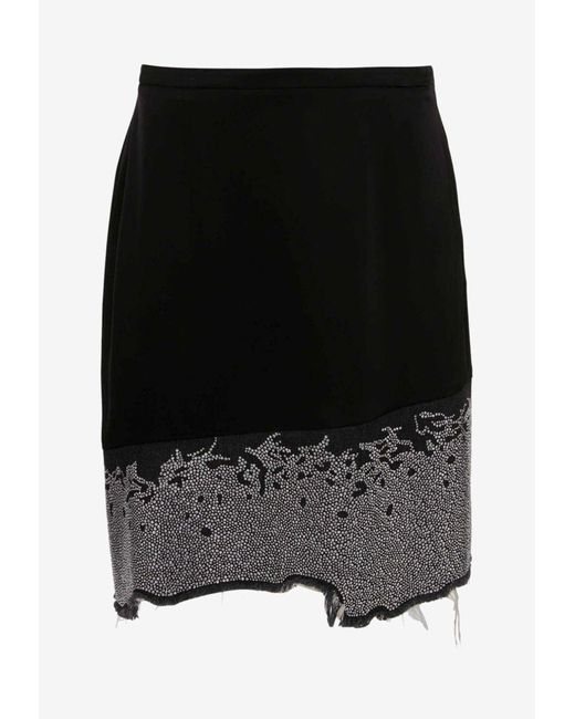 J.W. Anderson Black Distressed Crystal-Embellished Skirt