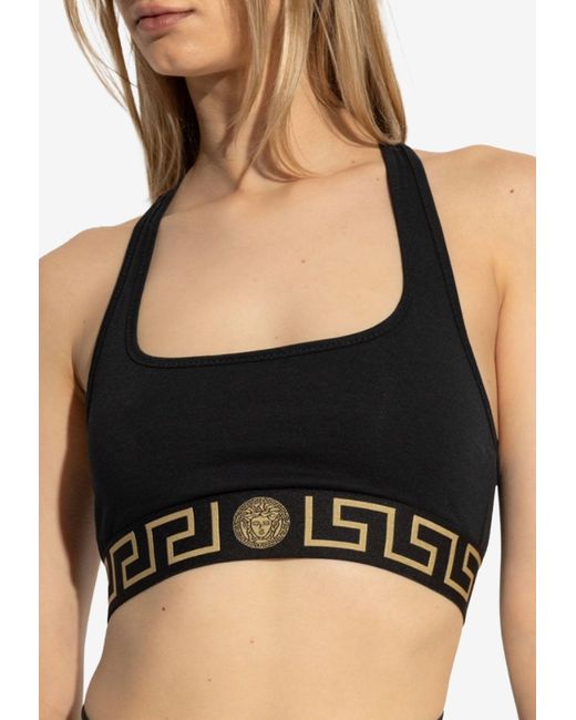 Versace Black Greca Racerback Bra