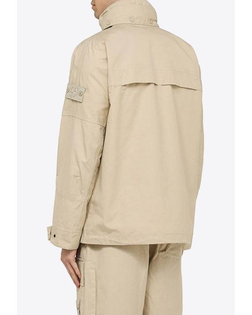 Stone Island Natural Logo Patch Field Jacket With Hood for men